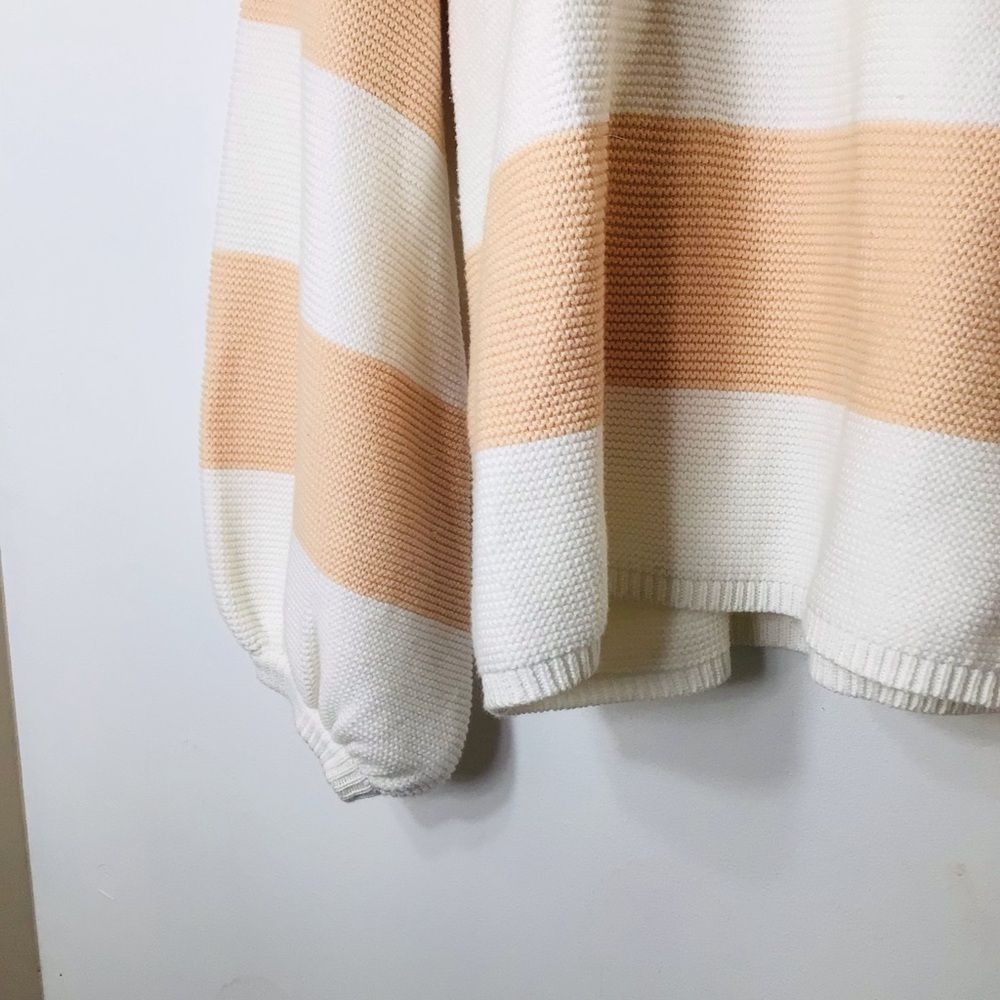 Sabo Australian sweater pullover women small orange white stripe cotton oversize - Picture 4 of 10